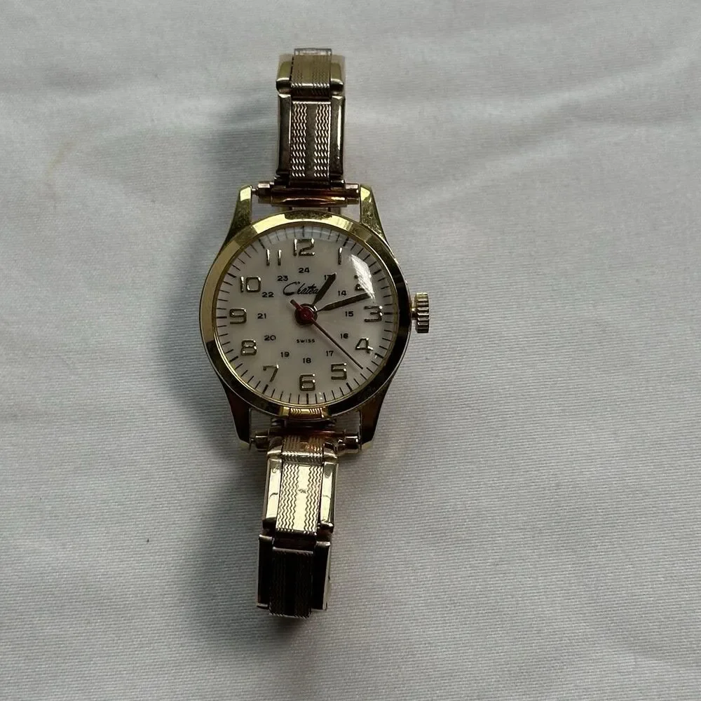 Vintage Chateau Swiss Manual Wind Wristwatch Gold Tone Works 28mm